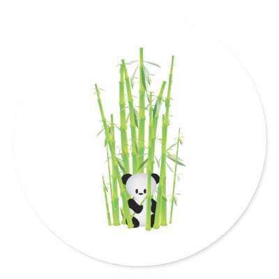 Baby Panda in Bamboo Forest Round Stickers by CreativeAesthetic