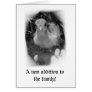 Baby peacock chick standing in a hand card
