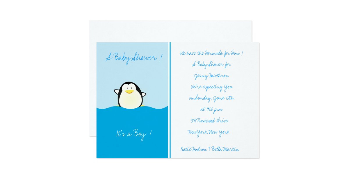 Baby Penguin Baby Shower Invitations Zazzle