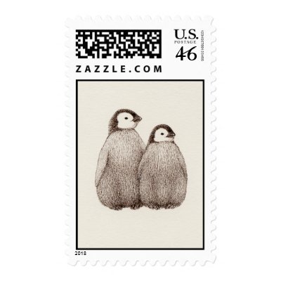 Baby Penguin Brothers Postage by RococoNikaGallery