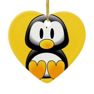 Baby Penguin with Customizable text on back ornament