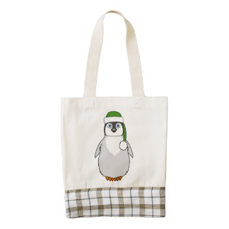 Baby Penguin with Green Santa Hat Zazzle HEART Tote Bag
