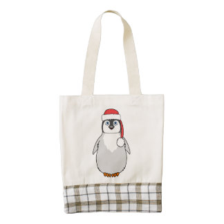 Baby Penguin with Red Santa Hat Zazzle HEART Tote Bag