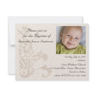 Baby Photo Baptism Invitation invitation