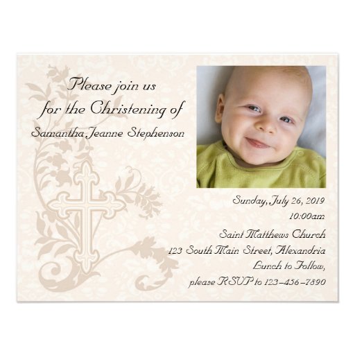 Baby Photo Christening Invitation