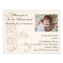 Baby Photo Christening Invitation