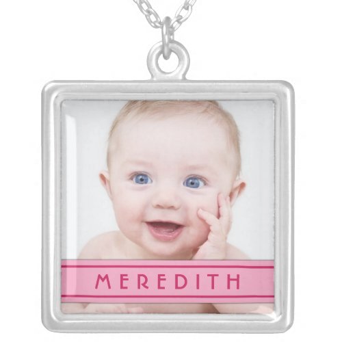 Baby Photo Template with Name Plate Necklace zazzle_necklace