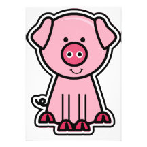 Baby Pig Sticker Custom Invitation