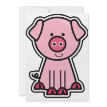 Baby Pig Sticker Custom Invitation