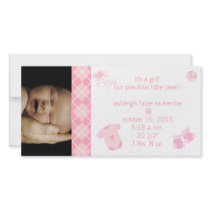 Baby Pink Argyle - It's A Girl -Our Precious Customized Photo Card
