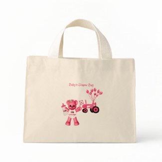 Baby Pink Bear and Pink Tractor Bag bag