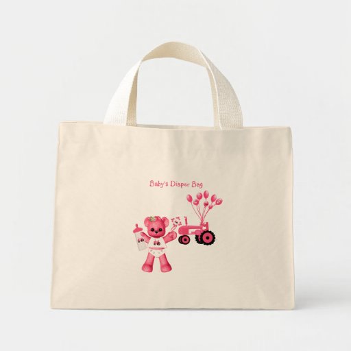 Baby Pink Bear and Pink Tractor Bag
