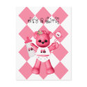 Baby Pink Bear and Tractor Postcard postcard