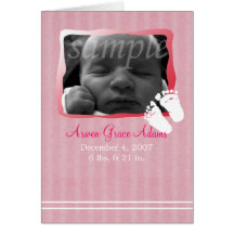 Baby Pink Birth Announcement -- Customize Greeting Card
