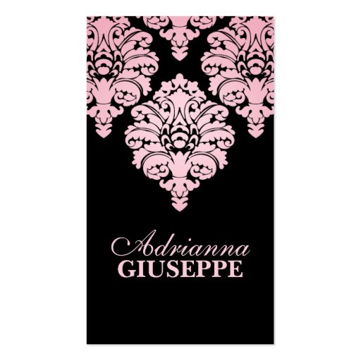 Baby Pink & Black Lush Damask Mommy Calling Card / Business Card