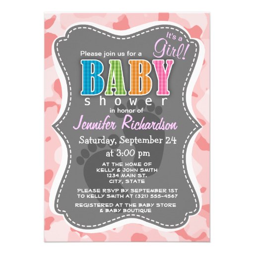 Baby Pink Camo; Camouflage Personalized Announcement