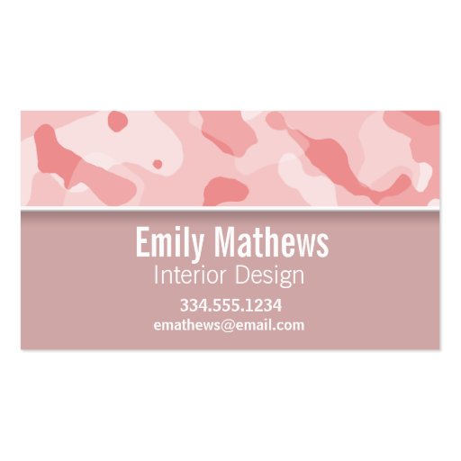 Baby Pink Camo; Personalized Business Card (front side)