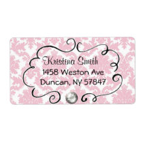 Baby Pink Damask Labels labels