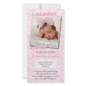 Baby Pink Damask Washi Tape Polaroid Thank You Personalized Photo Card