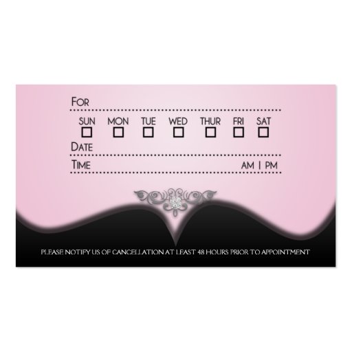 Baby Pink Diamond Damask Appointment Cards Business Card (back side)