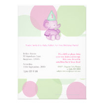 Baby Pink Elephant 1st Birthday Party Invite