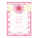 Baby Pink Gerbera Ivory Baby Shower Invitation