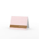 Baby pink gingham ribbon custom photo thank you card