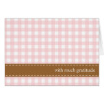 Baby pink gingham ribbon custom photo thank you card