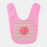 Baby Pink Pastel Mint Green Blue Stripes Circle Bibs