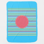 Baby Pink Pastel Mint Green Blue Stripes Circle Swaddle Blankets