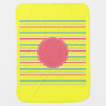 Baby Pink Pastel Mint Green Blue Stripes Circle Receiving Blankets