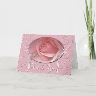 Baby pink Rose Thank you Card card