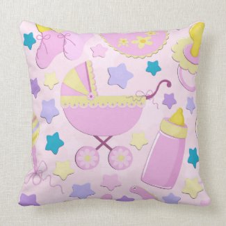 Baby Pink Stars and Carriage Keepsake Pillow