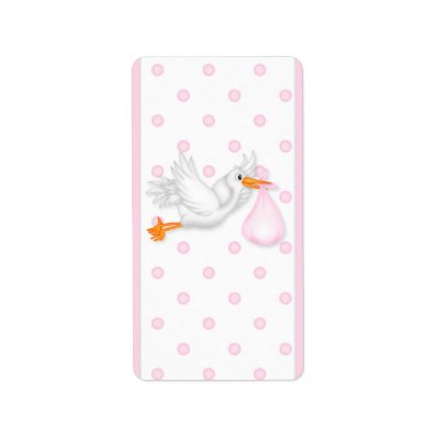 Baby Pink Stork Hersheys Miniature Candy bar wrap Address Label