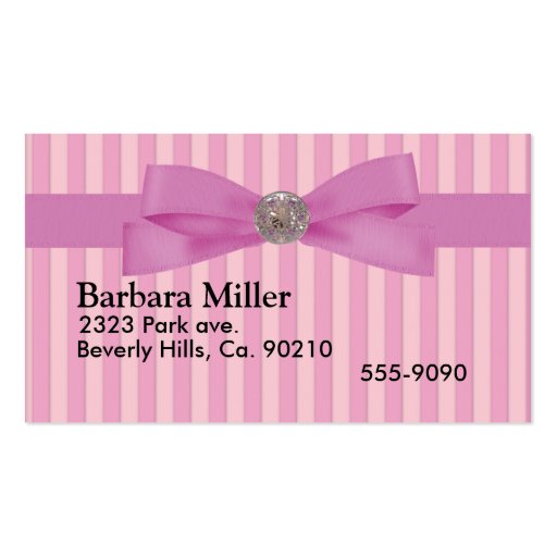Baby Pink Stripes Elegance Anytime Business Card Template (front side)