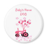 Baby Pink Tractor with Balloons Magnet