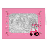 Baby Pink Tractor with Balloons Photo Card