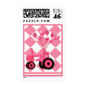 Baby Pink Tractor with Balloons Postage stamp