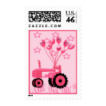 Baby Pink Tractor with Balloons Postage