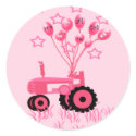 Baby Pink Tractor with Balloons Stickers sticker