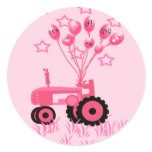 Baby Pink Tractor with Balloons Stickers