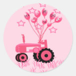 Baby Pink Tractor with Balloons Stickers