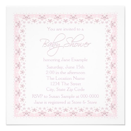 Baby Pink Vintage Baby Girl Shower Invitation