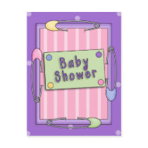 Baby Pins Baby Shower Postcard Invitation