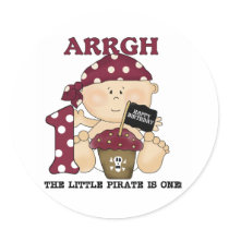 Baby Pirate 1st Birthday Tshirts and Gifts Round Stickers