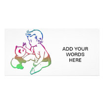 Baby playing with stuffed Panda Bear Custom Photo Card