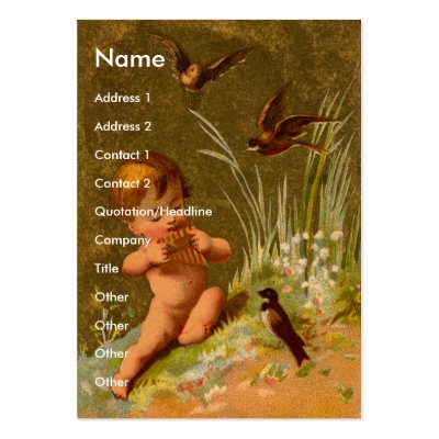 Baby Plays Pan Flute to the Birds Business Cards by pinkalmond