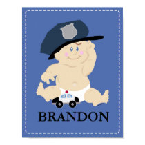 Baby POLICE OFFICER Nursery Room Art Print Gift