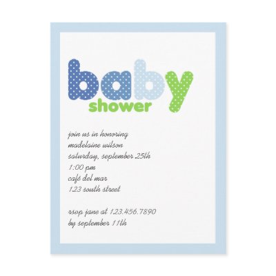 Baby Polka Blue & Green • Baby Shower Invitation Post Card by CSKidsOccasions