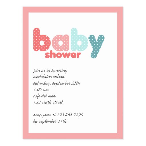 Baby Polka Pink • Baby Shower Invitation Postcard